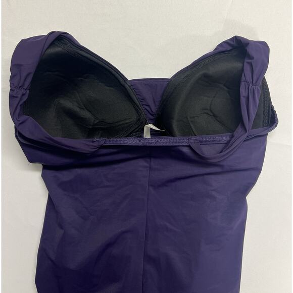 Land’s End Slender Grecian One Piece Swimsuit Size 12DD Purple Padded Slimming - Picture 11 of 13